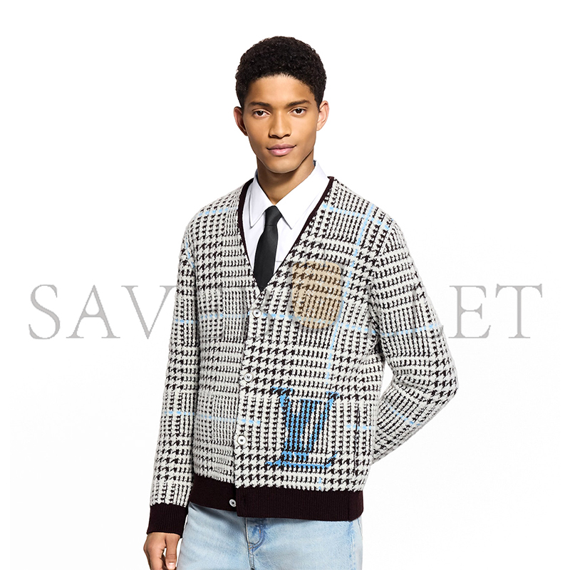 LOUIS VUITTON TEXTURED PLAID CARDIGAN 1AJBSP